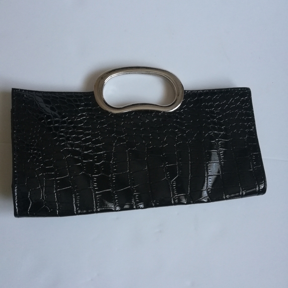 Giannini Handbags - Giannini black vegan Croc leather clutch bag